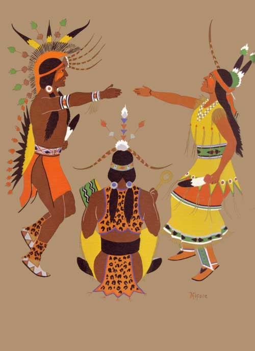 Kiowa Wedding Ceremony by Stephen Mopope (Qued Koi), 1920's